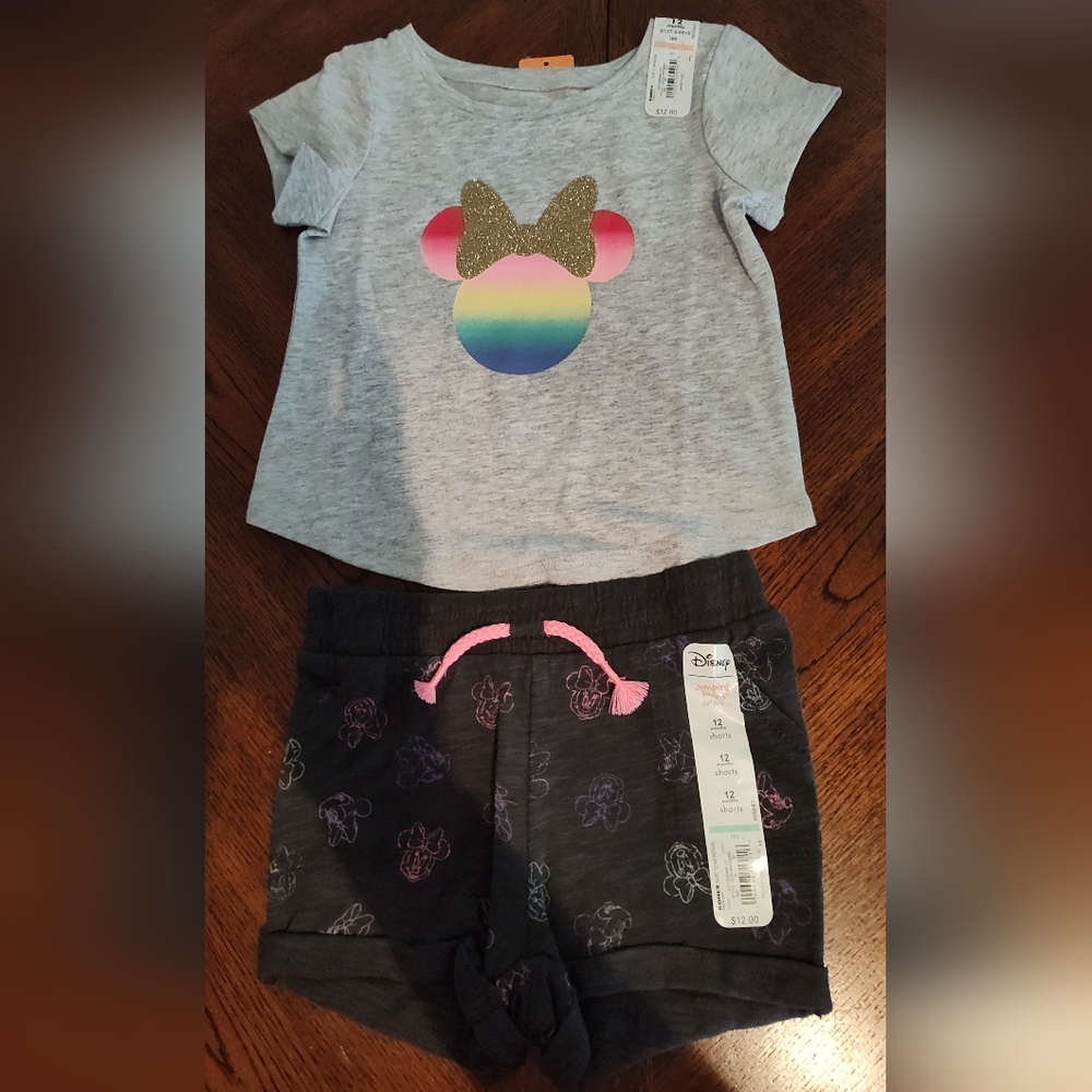 NWT 12M Disney Mini shorts outfit